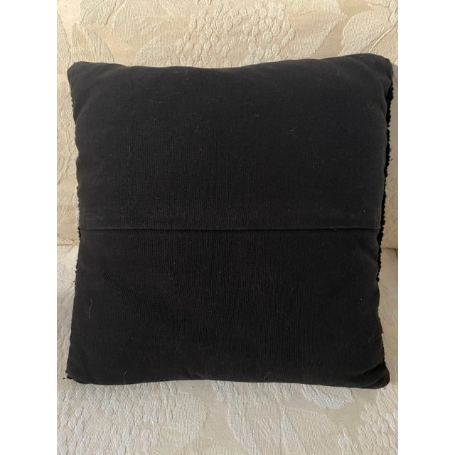 Textile Vintage Mid Century Hand Hooked Flowers in Pot Pillow For Sale - Image 7 of 8