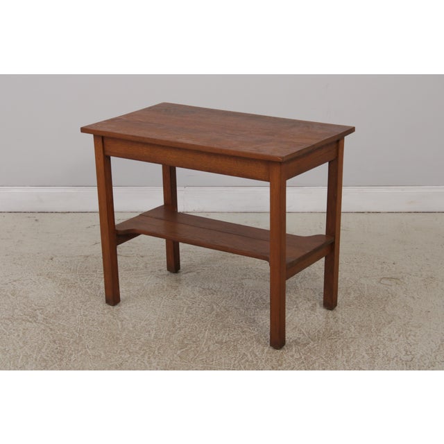Traditional Stickley Antique Oak Library Table For Sale - Image 3 of 12