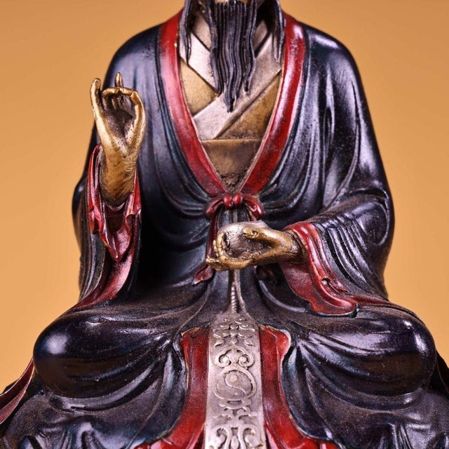 Late 19th Century Late 19th Century Polychrome Bronze Taiyi Zhenren Statue on Lion, 4.3kg For Sale - Image 5 of 9