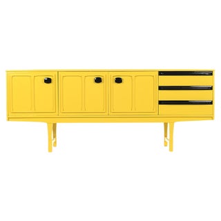 Yellow Lacquered Wood Console Table, 1960s For Sale