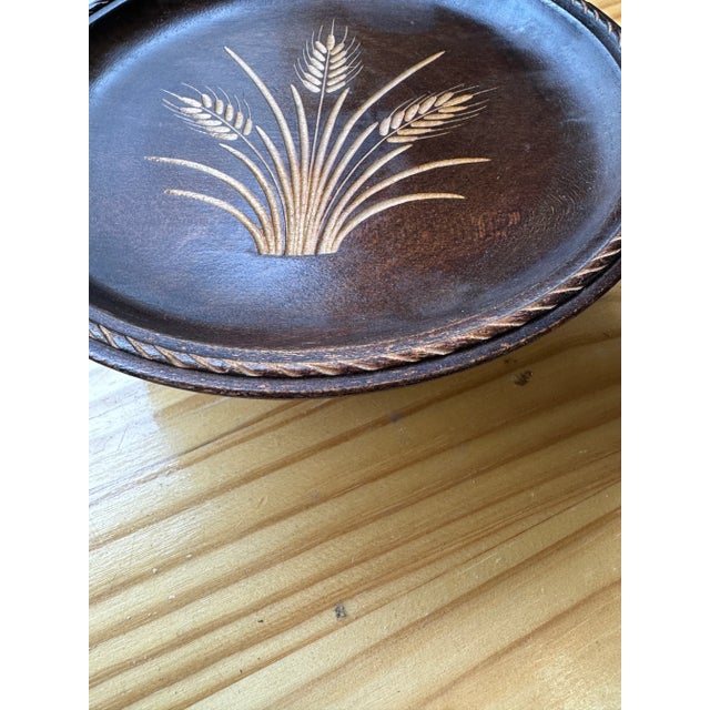 1970s Wooden Music Box Tray With Wheat Details For Sale - Image 4 of 9