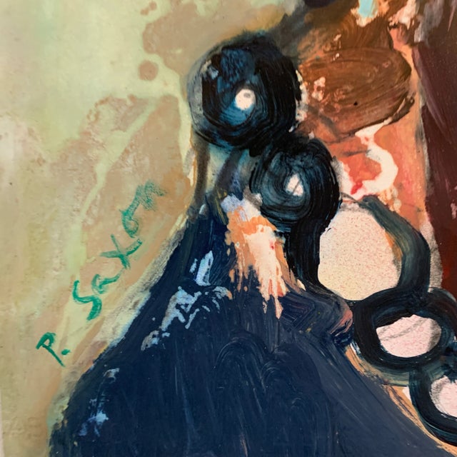 Contemporary Expressionist Portrait Mixed-Media Painting on Paper by Phil Saxon For Sale In West Palm - Image 6 of 8