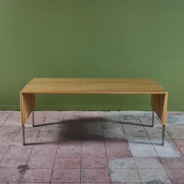 Mid-Century Modern Gerald McCabe Maple and Chrome Desk Table For Sale - Image 3 of 12