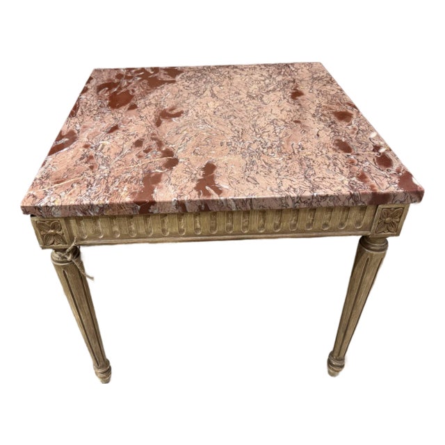 Mid 20th Century Vintage Louis XVI Style Marble Top Side Table For Sale