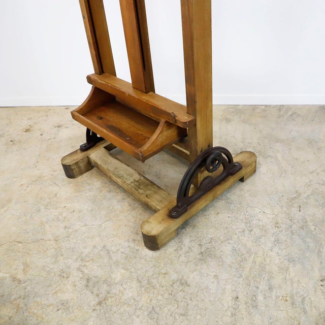 Industrial Mexican Early 1950 Wood Adjustable Artist Easel For Sale - Image 3 of 6