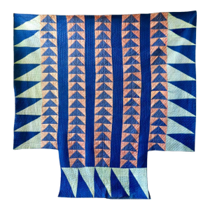 Early 20th Century American Flying Geese Patterned Satin Quilt with Skirts