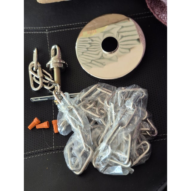 Vintage New Shiny Gold Brass Chandelier Medallion, 6 Foot Chain and Anchor Set For Sale - Image 10 of 13