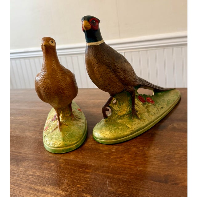 Late 20th Century Large Hand-Painted Pheasant Pair For Sale - Image 9 of 12