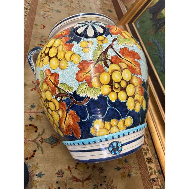 Early 21st Century Contemporary Italian Majolica Urn For Sale - Image 5 of 12