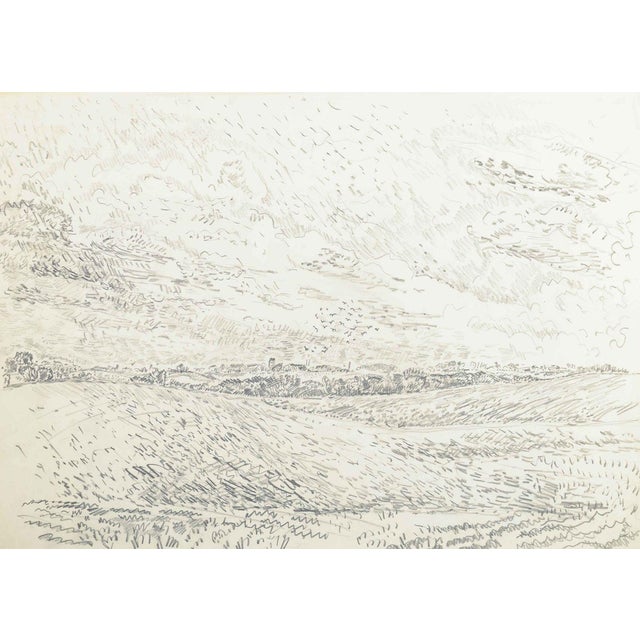 Niels Prip Hansen, Landscape, Vosnæs, 1973, Drawing on Paper For Sale