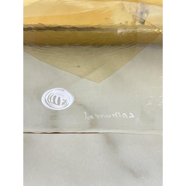 Large ceiling light or triangular wall lamp Murano glass the 80s Murrina Amber and light brown glass, golden metal base....