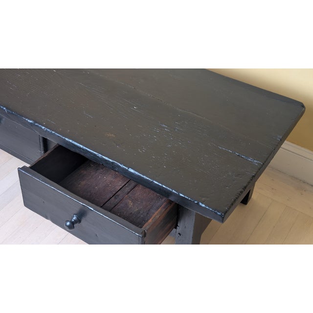 19th Century Rustic Black Painted Coffee Table For Sale - Image 11 of 14
