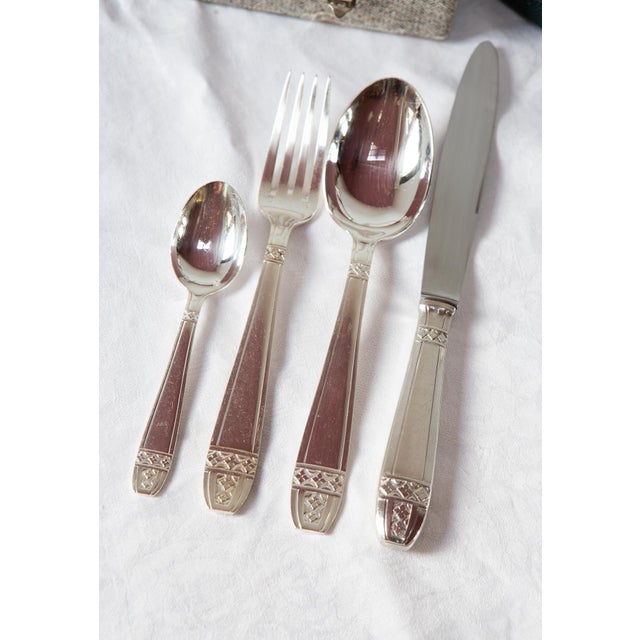 1950s French Art Deco Style Cutlery Service for 12 in Silver Metal, 1950s, Set of 49 For Sale - Image 5 of 12
