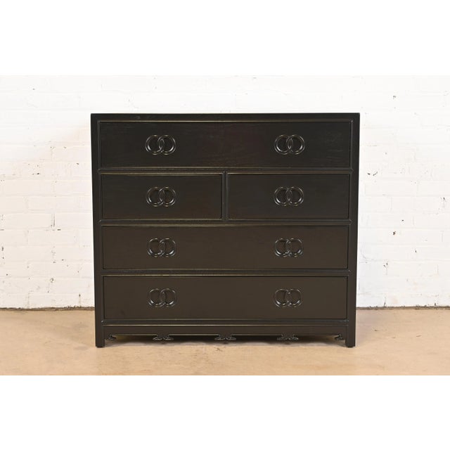 Michael Taylor for Baker Far East Collection Black Lacquered Dresser Chest, Newly Refinished For Sale - Image 13 of 13