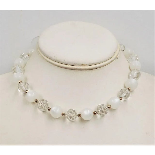 White Vintage 1960s Signed Napier Moonglow Beaded Necklace For Sale - Image 8 of 9