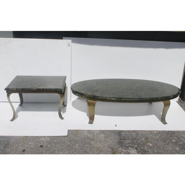 A stunning set by famed Mexican Designer Muller, circa 1960's. Beautiful long coffee/ cocktail table - cultured green...