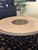 Tuscan Arhaus Italian Travertine Mosaic Dining Table, 54" Round, Wrought Iron Base For Sale - Image 3 of 8