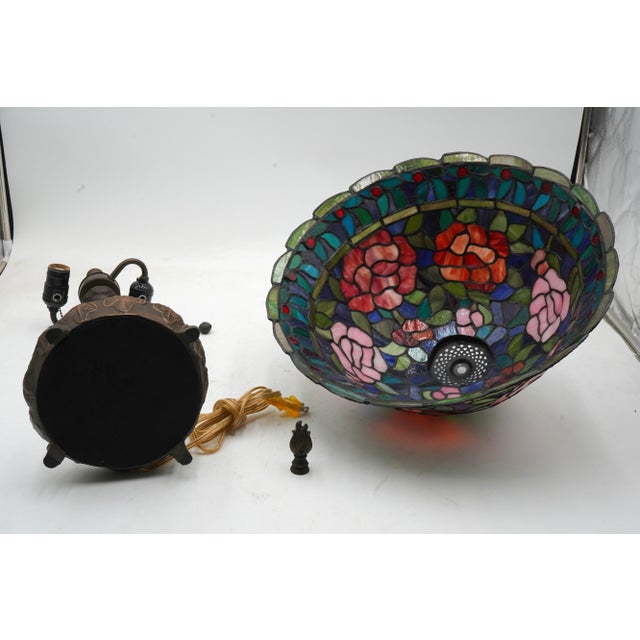 1980s Dale Tiffany Inc Stained Leaded Glass Lamp For Sale - Image 14 of 14