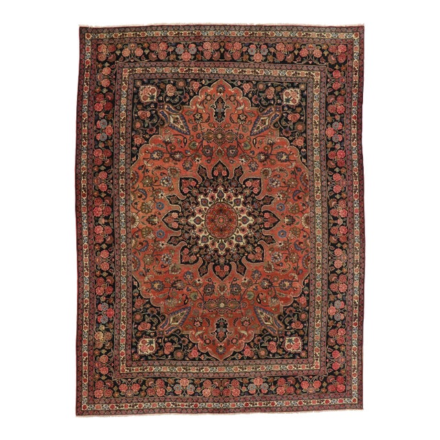 Vintage Persian Mashhad Rug - 09'10 x 13'04 For Sale
