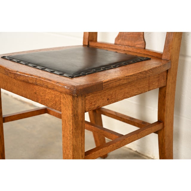 Heywood Wakefield Antique Mission Oak Arts & Crafts Dining Chairs, Set of Four For Sale - Image 9 of 14