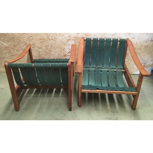 Mid-Century Modern 20th Century Vintage Danish Teak Armchairs With Straps and Cushions For Sale - Image 3 of 9