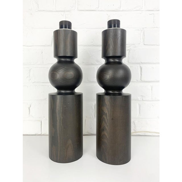 Table Lamps in Stained Pine by Uno & Östen Kristiansson for Luxus, 1960s, Set of 2 For Sale - Image 13 of 15