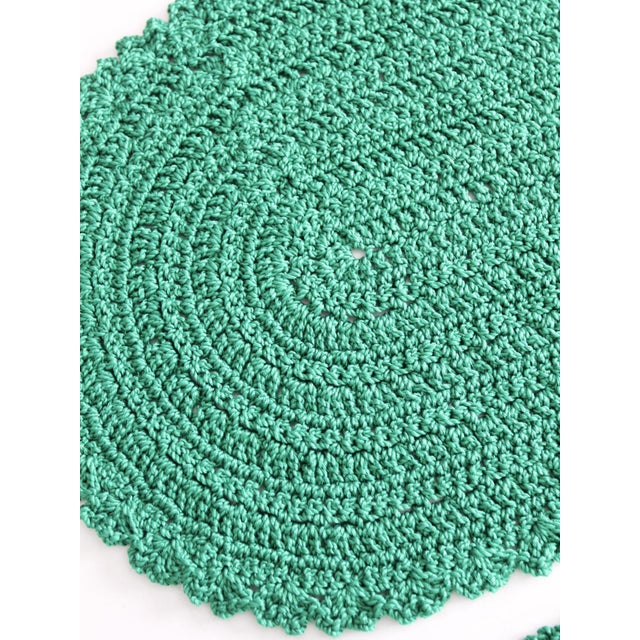 Vintage Crotchet Green Oval Placemats - Set of 2 For Sale - Image 9 of 9