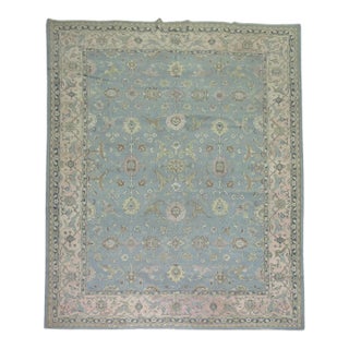 Early 20th Century Blue Gray Pink Indian Room Size Rug - 9'6" x 13'6" For Sale