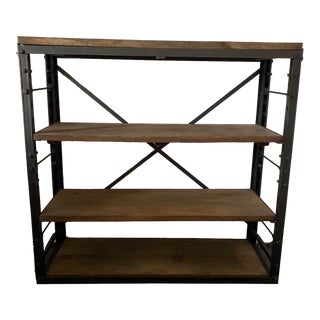 Restoration Hardware Solid Wood and Iron Shelving For Sale