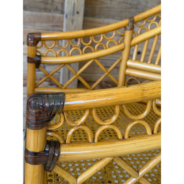 Tan Pair of Vintage Brighton Pavilion Style Rattan and Cane Side Chairs For Sale - Image 8 of 12