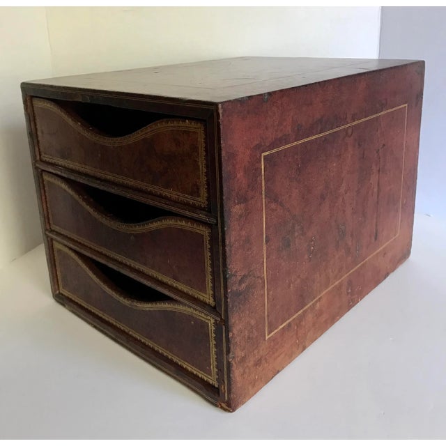 American Antique c.p. Leathercraft 3 Drawer File Organizer For Sale - Image 3 of 11