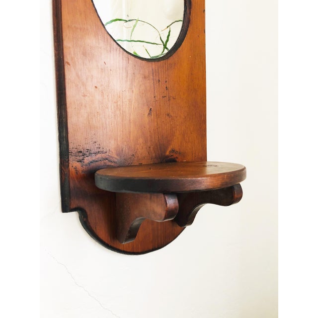 Large Vintage Carved Wood Mirror Wall Shelf Chairish