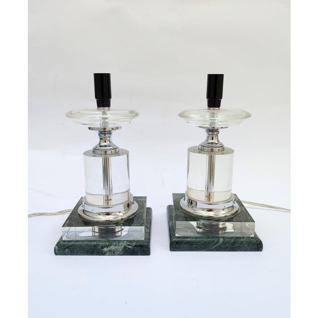 Vintage Art Deco Table Lamps in Glass and Marble, 1940s For Sale - Image 12 of 12