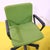 Pair of green fabric office chairs with swivel plastic base.