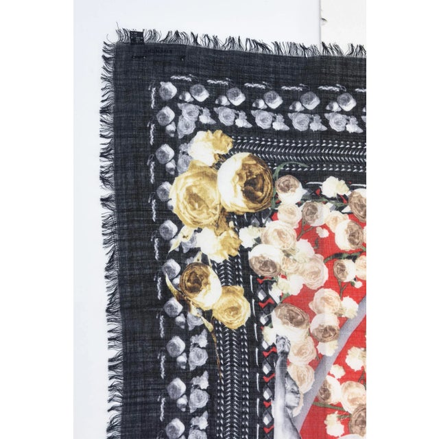 Givenchy Vintage Givenchy Light Wool Nautical Large Square Scarf or Shawl, Red, Black, White For Sale - Image 4 of 9