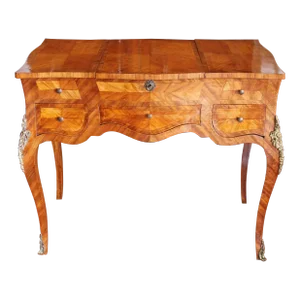 French Louis XV Style Marquetry Satinwood and Tulipwood Dressing Table