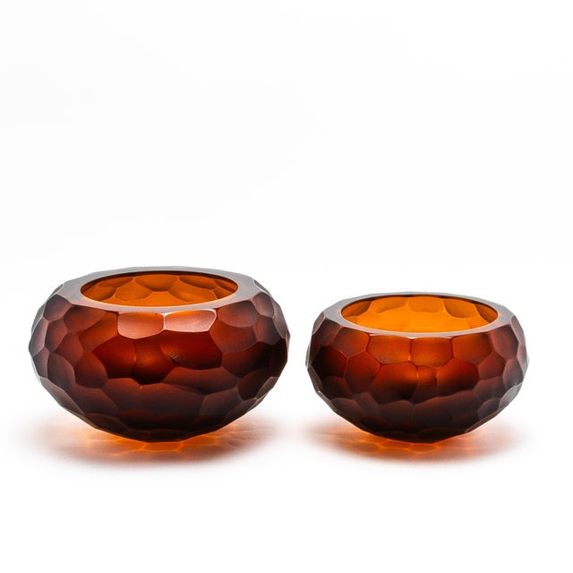Hand-Blown Murano Battuto Bowl in Tobacco Small For Sale In Los Angeles - Image 6 of 9