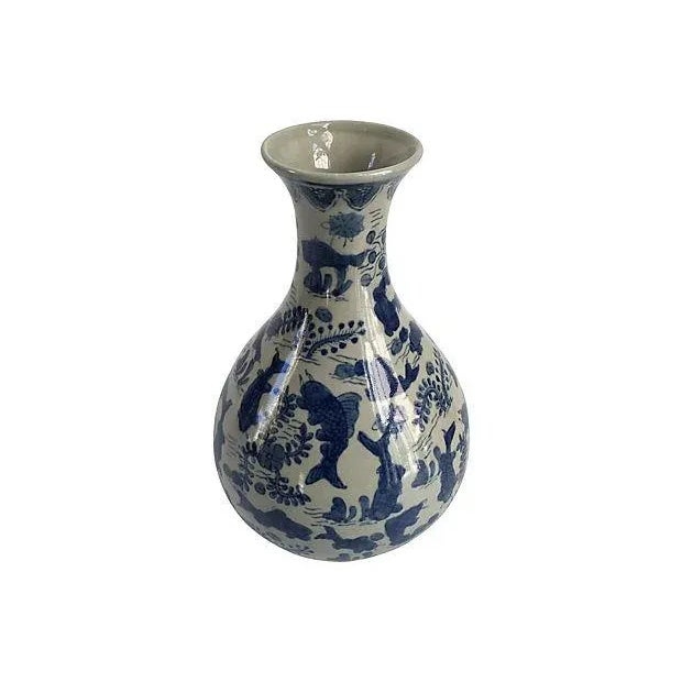 Vintage Chinese Hand Painted Celadon Koi Vase For Sale In Boston - Image 6 of 7