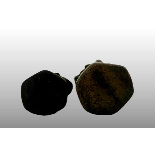 Wood Antique South East Asian Bird Style Opium Weights, a Pair With Carved Wood Stand For Sale - Image 7 of 8