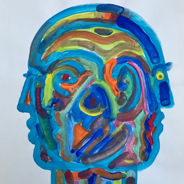 Contemporary original abstract portrait painting by EJ Hartmann. Signed and dated. Measures 12x18.5. Check out my shop...