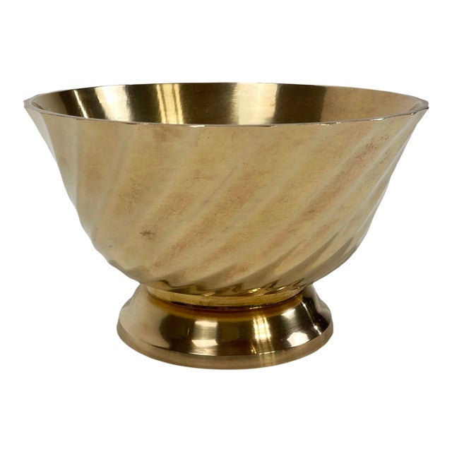 Vintage Solid Brass Footed Bowl For Sale