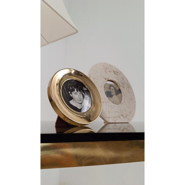 Vintage Italian Round Brass Picture Frame, 1970s For Sale - Image 4 of 14