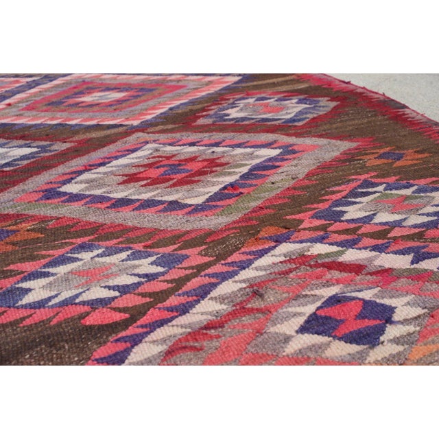 1940s Vintage Tribal Pink Kilim Rug, 5 x 10.7 For Sale - Image 5 of 11