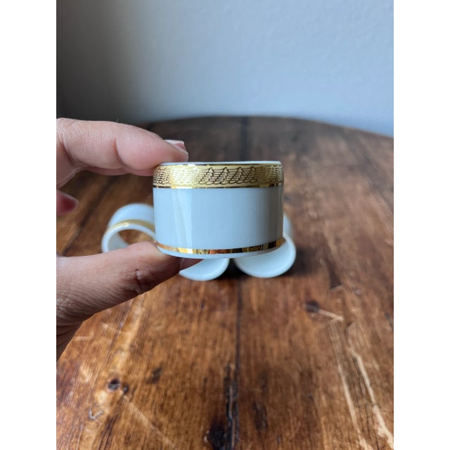 1990s 1990s Gold Trim White Porcelain Napkin Rings- Set of 4 For Sale - Image 5 of 5