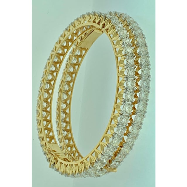 Metal 30 Pointer Each, 14 Ct Single Line Eternity 18 Kt Gold & Diamond Bangle, Single For Sale - Image 7 of 18