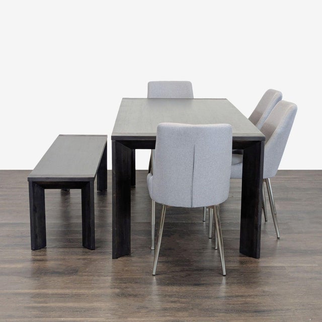 Living Spaces 6-Piece Dining Set With Table, 4 Chairs, and Bench For Sale - Image 4 of 8