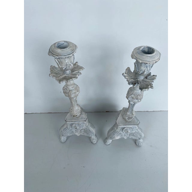 19th Century 19th Century Iron Candlestick Holders with Claw Legs Lions Heads Design- a Pair For Sale - Image 5 of 8