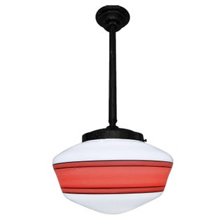 Schoolhouse Milk Glass Pendant Light -12 Available For Sale