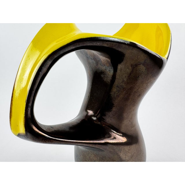 Vintage Ceramidi French Sculptural Ceramic Vase With Yellow Interior For Sale - Image 9 of 16