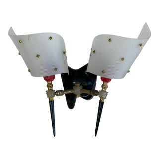 Pair of 1950's Pierre Guariche French Wall Sconces + Spare Parts Mid Century For Sale